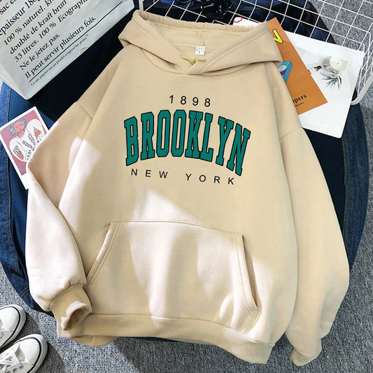 1898 Brooklyn New York Printed Women Hoodies Fashion Fleece Hoody