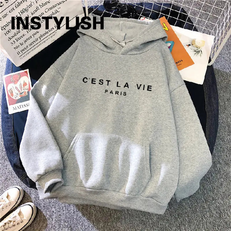 Women Casual Print Loose Hoodies Spring Long Sleeve