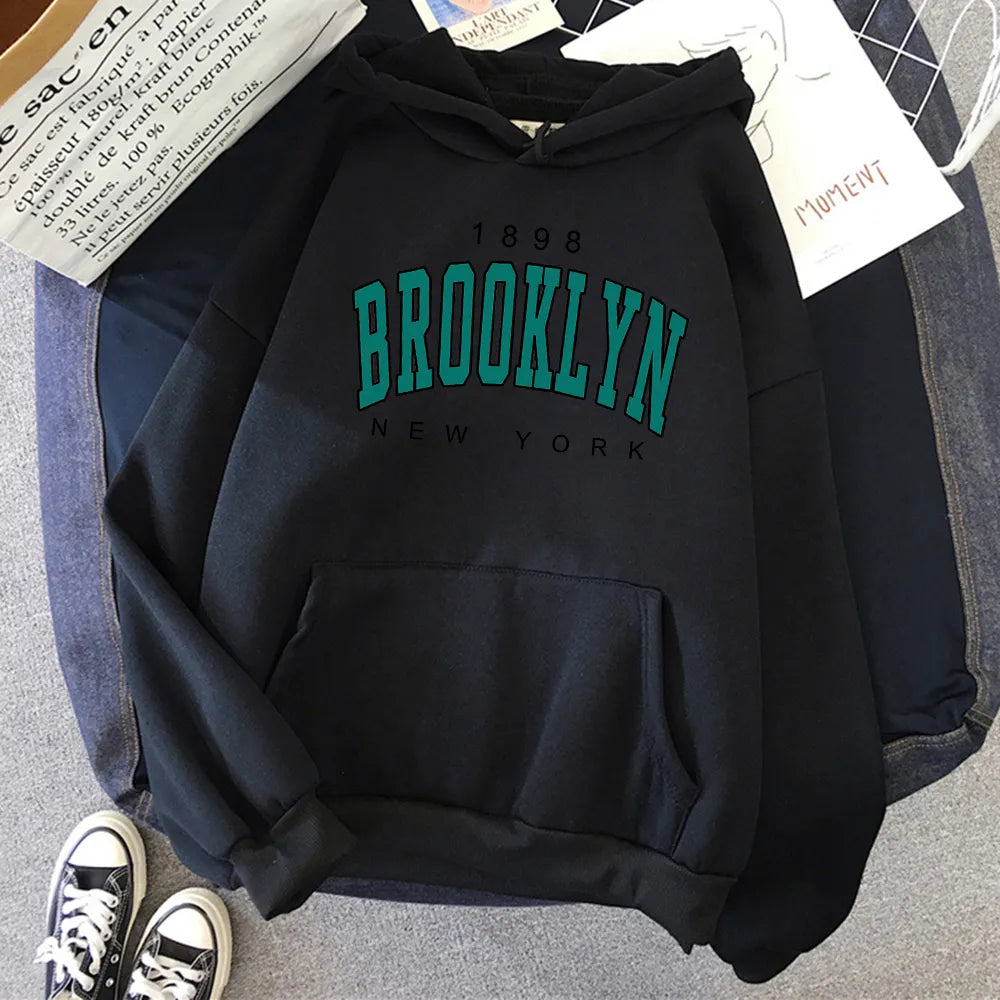 1898 Brooklyn New York Printed Women Hoodies Fashion Fleece Hoody