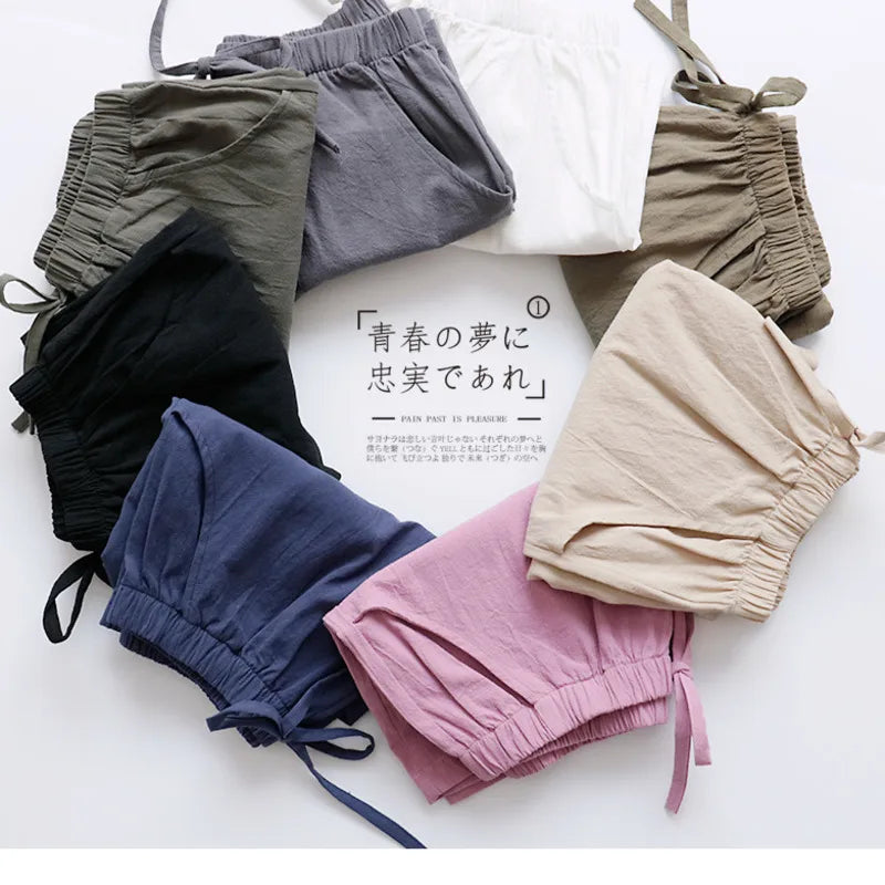 Cotton Linen Shorts Women's Sports Shorts Summer