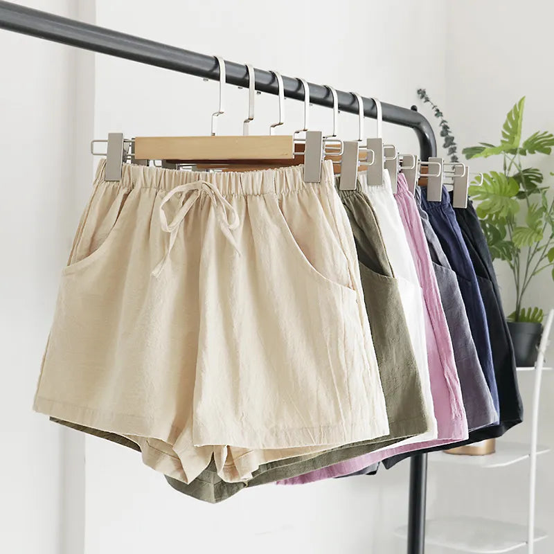 Cotton Linen Shorts Women's Sports Shorts Summer