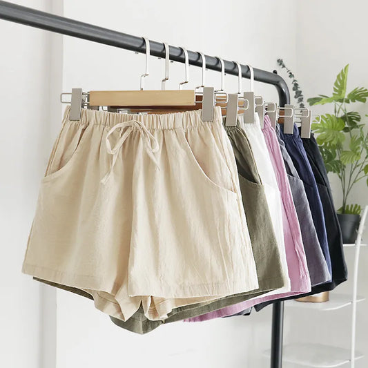 Cotton Linen Shorts Women's Sports Shorts Summer