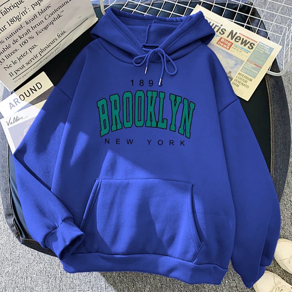 1898 Brooklyn New York Printed Women Hoodies Fashion Fleece Hoody