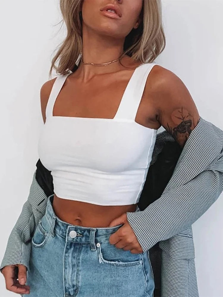 Square Neck Sleeveless Summer Crop Top