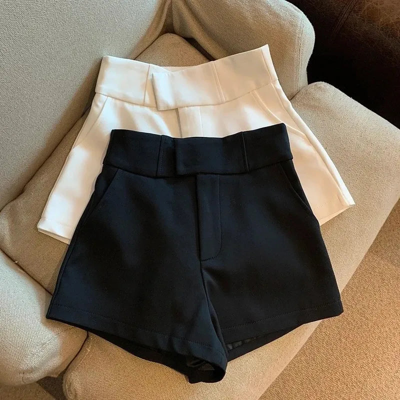 Black Shorts Women Elegant High Waist