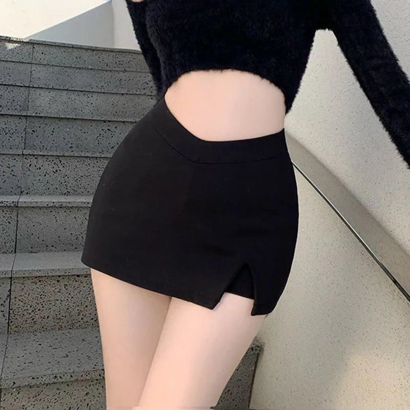 Black Split Mini Skirts