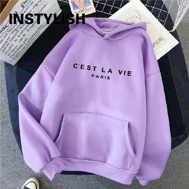 Women Casual Print Loose Hoodies Spring Long Sleeve