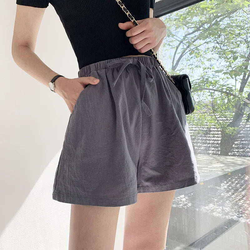 Cotton Linen Shorts Women's Sports Shorts Summer