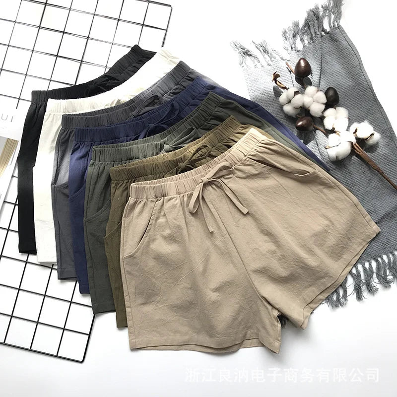 Cotton Linen Shorts Women's Sports Shorts Summer