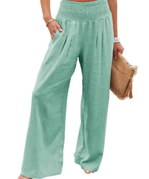 High Waist Pull Elastic Waist Women's Casual Pants