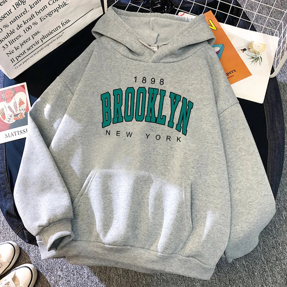 1898 Brooklyn New York Printed Women Hoodies Fashion Fleece Hoody