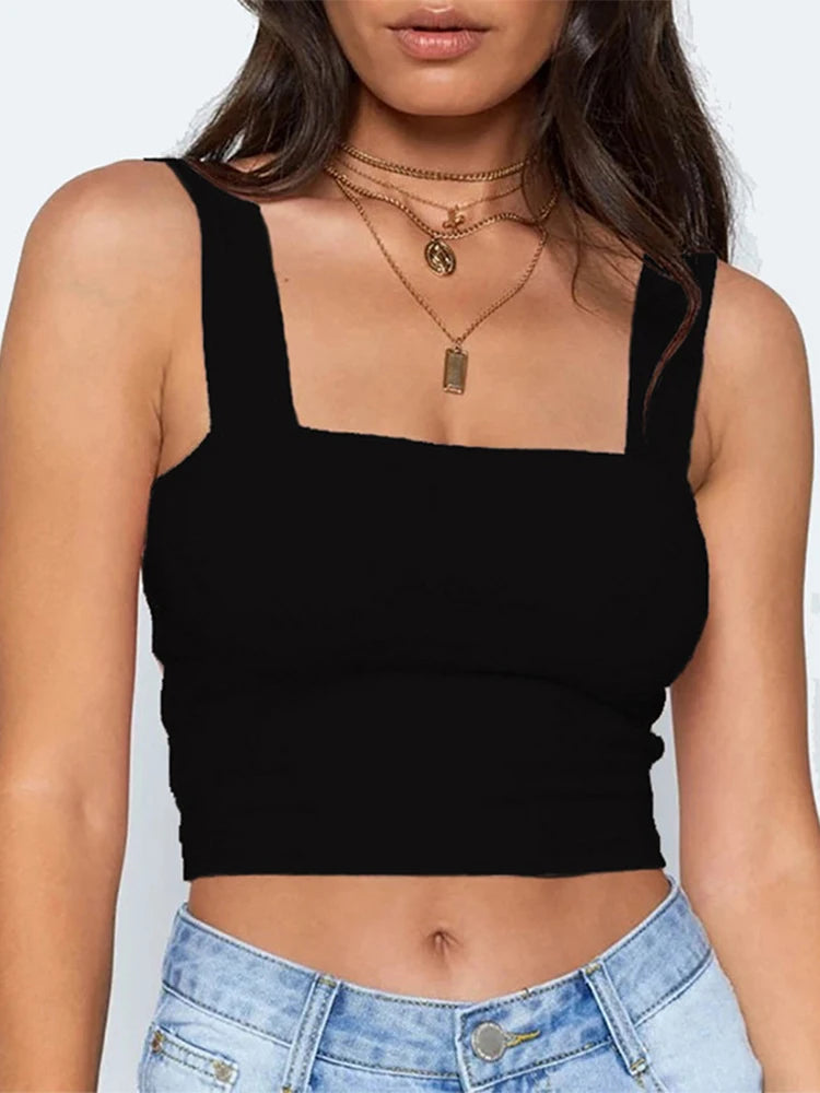 Square Neck Sleeveless Summer Crop Top