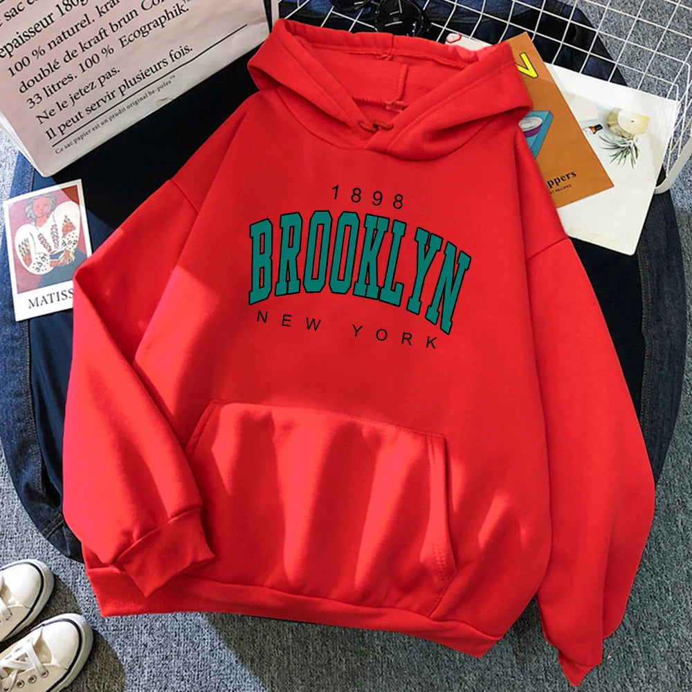 1898 Brooklyn New York Printed Women Hoodies Fashion Fleece Hoody