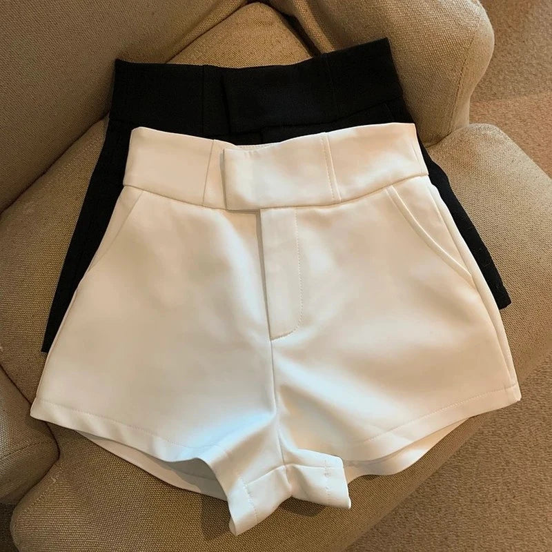 Black Shorts Women Elegant High Waist