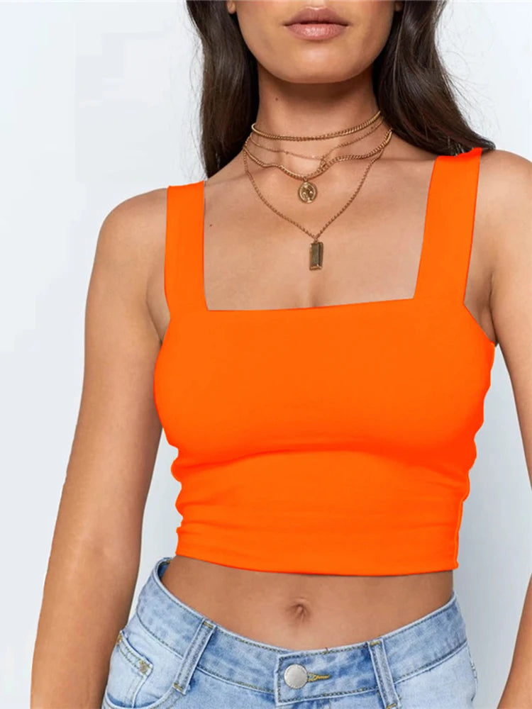 Square Neck Sleeveless Summer Crop Top