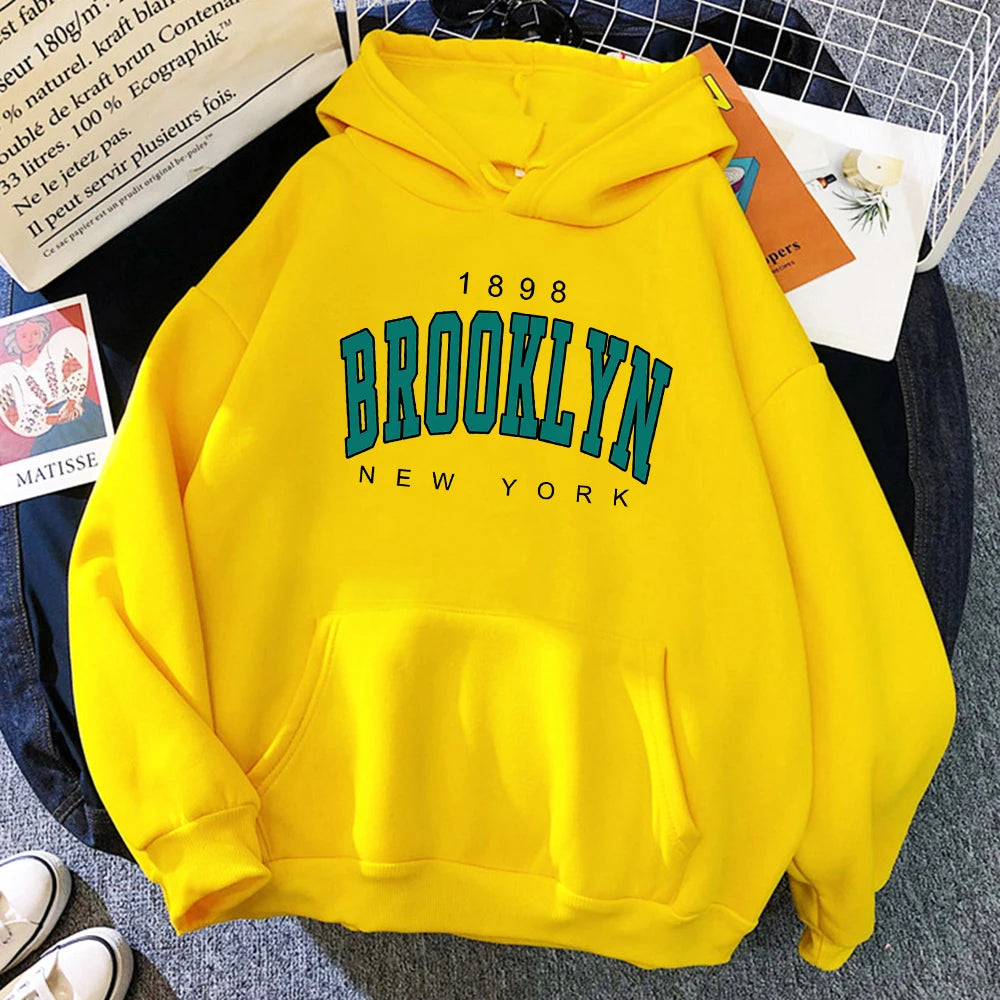 1898 Brooklyn New York Printed Women Hoodies Fashion Fleece Hoody